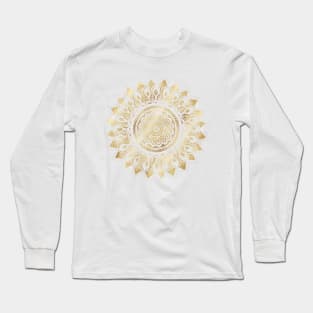 Girly White Gold Mandala Floral Long Sleeve T-Shirt